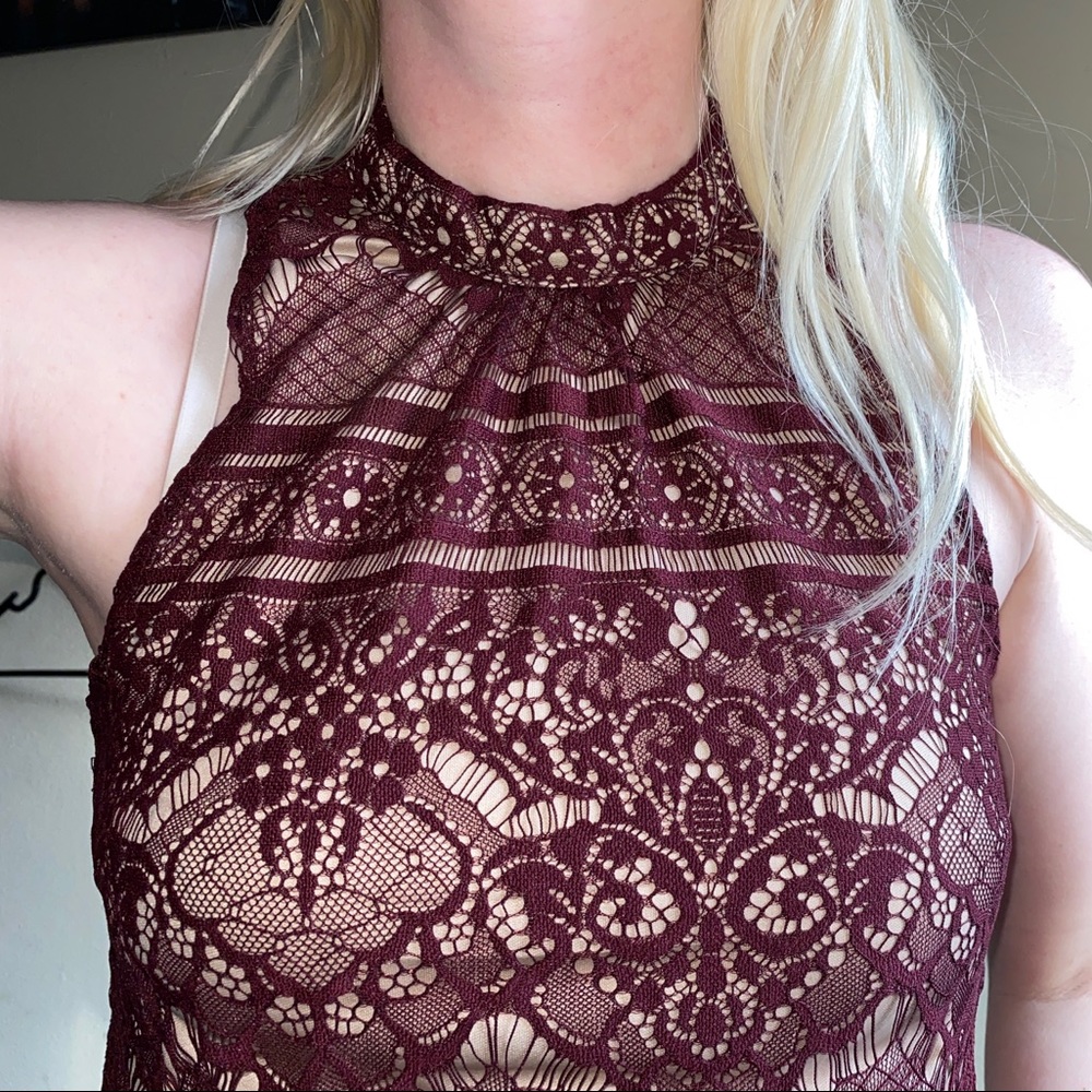 High Halter Lace Blouse